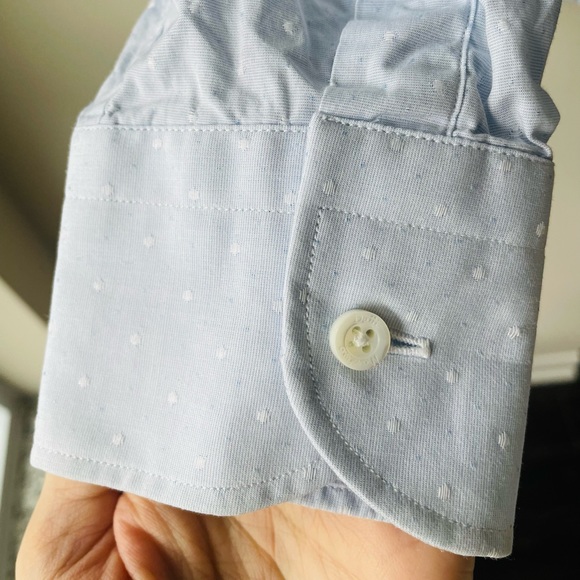 👔🔥 Massimo Dutti Dress Shirt baby blue polkadot - Picture 5 of 7